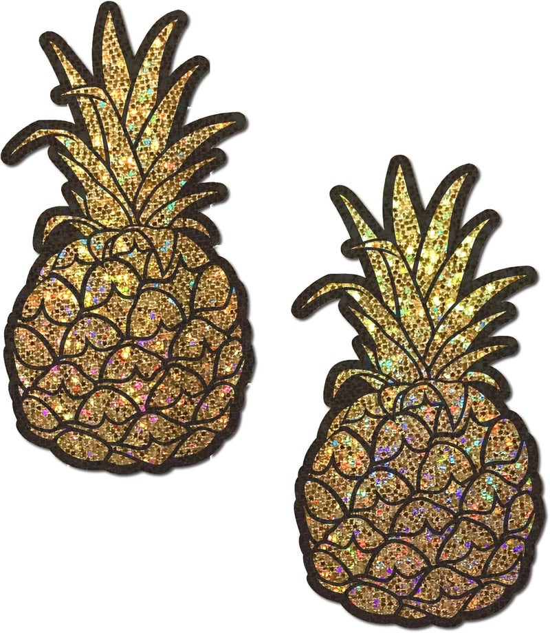PASTEASE Store Summer Pasties - Pineapple Nipple Covers for Festivals, Raves, & Lingerie - Celebrate With This Party Outfit Accessory | Medical Grade, Waterproof, Latex Free & Made in USA Gold - Image 1